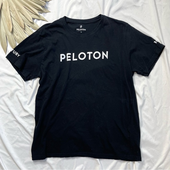 Peloton Century 100 Ride Black and White Short Sleeve Crew Neck Shirt Size Large - Picture 1 of 7